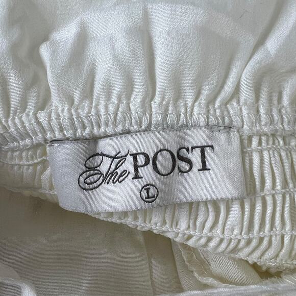 The Post Riley Puff Sleeve Sweetheart Babydoll Mini Dress Ivory Womens Large - Picture 8 of 10